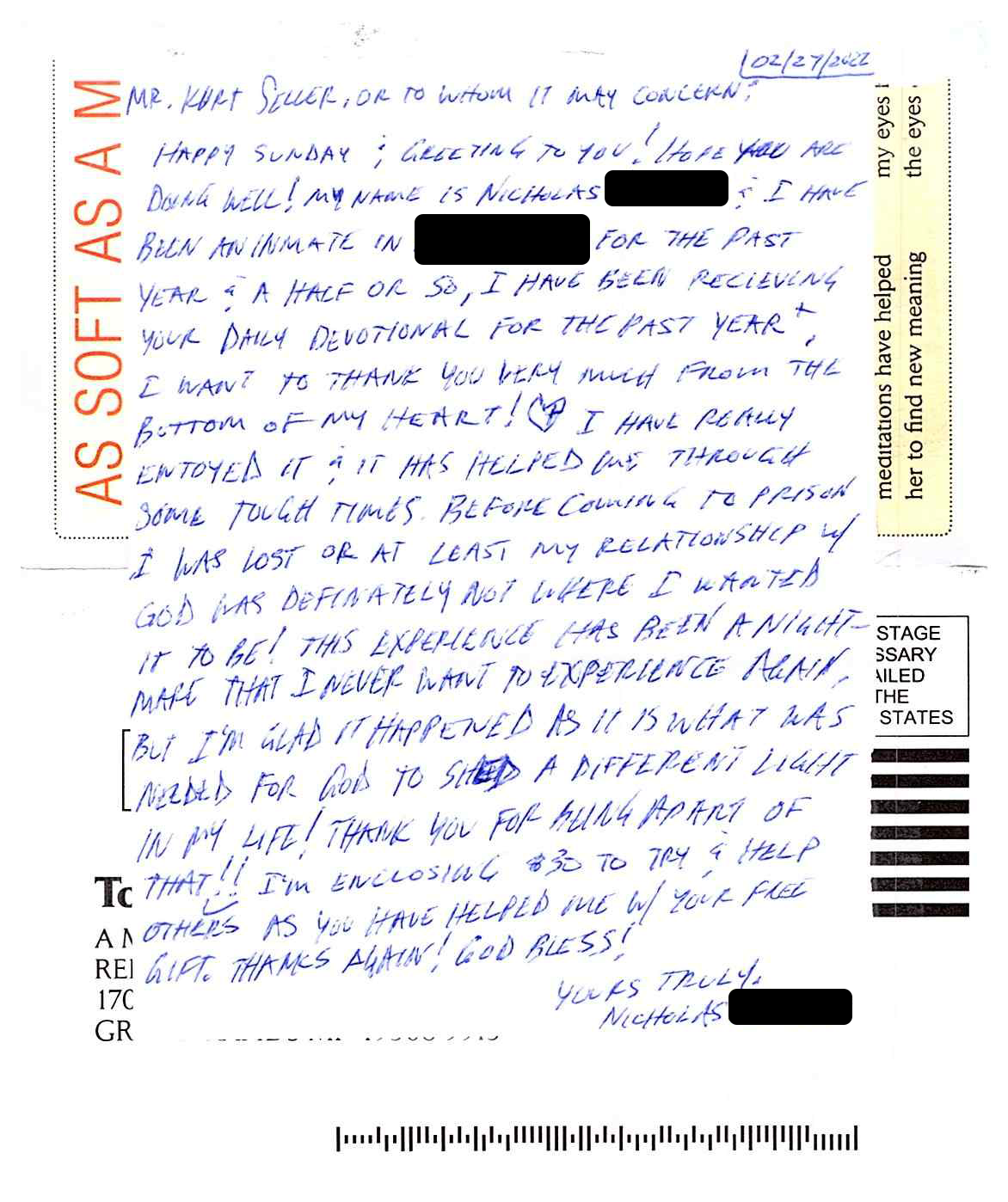 Prisoner letter 5 Prisoner letter 5